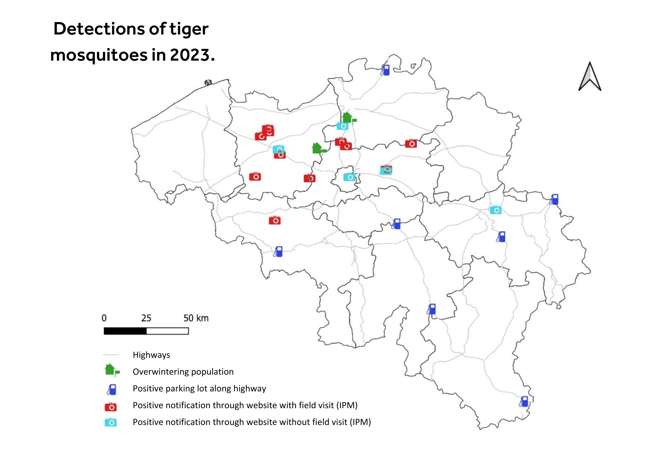 Map results tiger mosquito monitoring 2023
